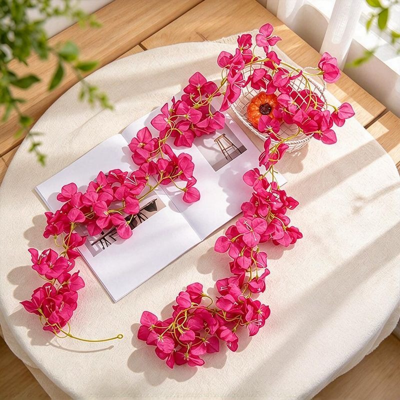 Guirnalda de Buganvilla Artificial Colgante, Enredadera de Plástico con 135 Flores, para Interior, Bodas y Escaparates