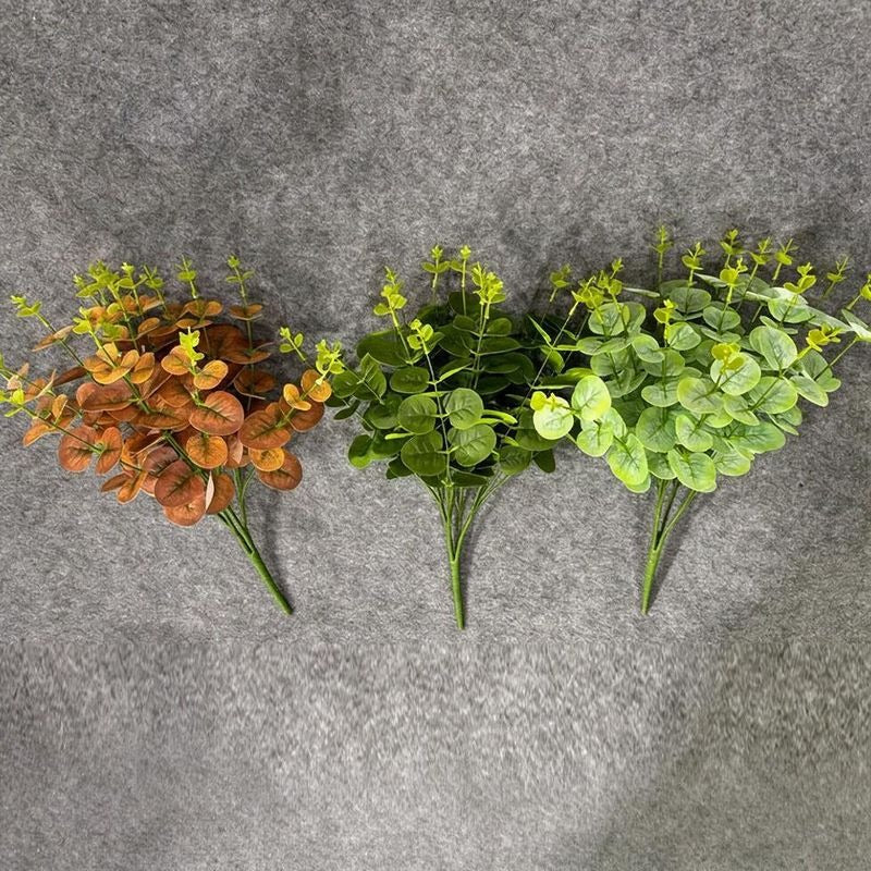 Ramo Artificial de Eucalipto Dólar, Planta Decorativa Tipo Arbusto con Hojas Redondas, para Jarrón, Hogar, Fiestas y Bodas