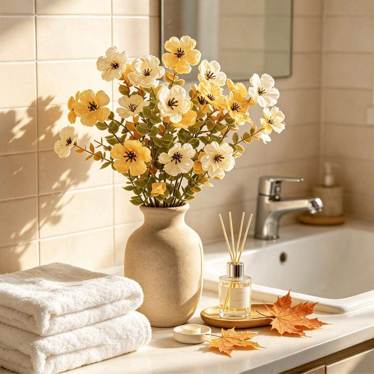 Eucalipto Artificial en Rama, Pack de 5 Ramos con 18 Hojas, Plástico, Decoración Nórdica para Casa, Bodas y Fiestas