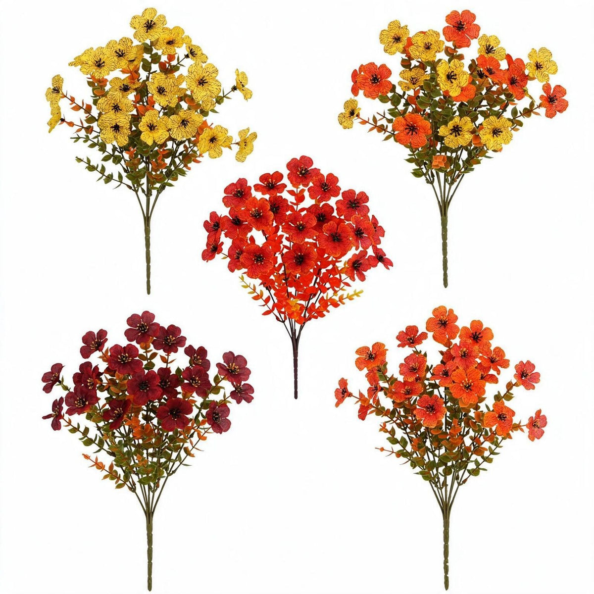 Eucalipto Artificial en Rama, Pack de 5 Ramos con 18 Hojas, Plástico, Decoración Nórdica para Casa, Bodas y Fiestas