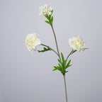 Ramo de flores artificiales con 3 cabezas, scabiosa, clavel y margarita, tacto aterciopelado, para hogar y bodas