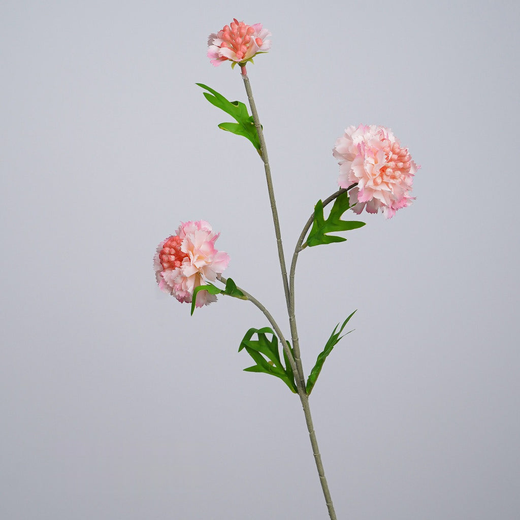 Ramo de flores artificiales con 3 cabezas, scabiosa, clavel y margarita, tacto aterciopelado, para hogar y bodas