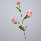Ramo de flores artificiales con 3 cabezas, scabiosa, clavel y margarita, tacto aterciopelado, para hogar y bodas