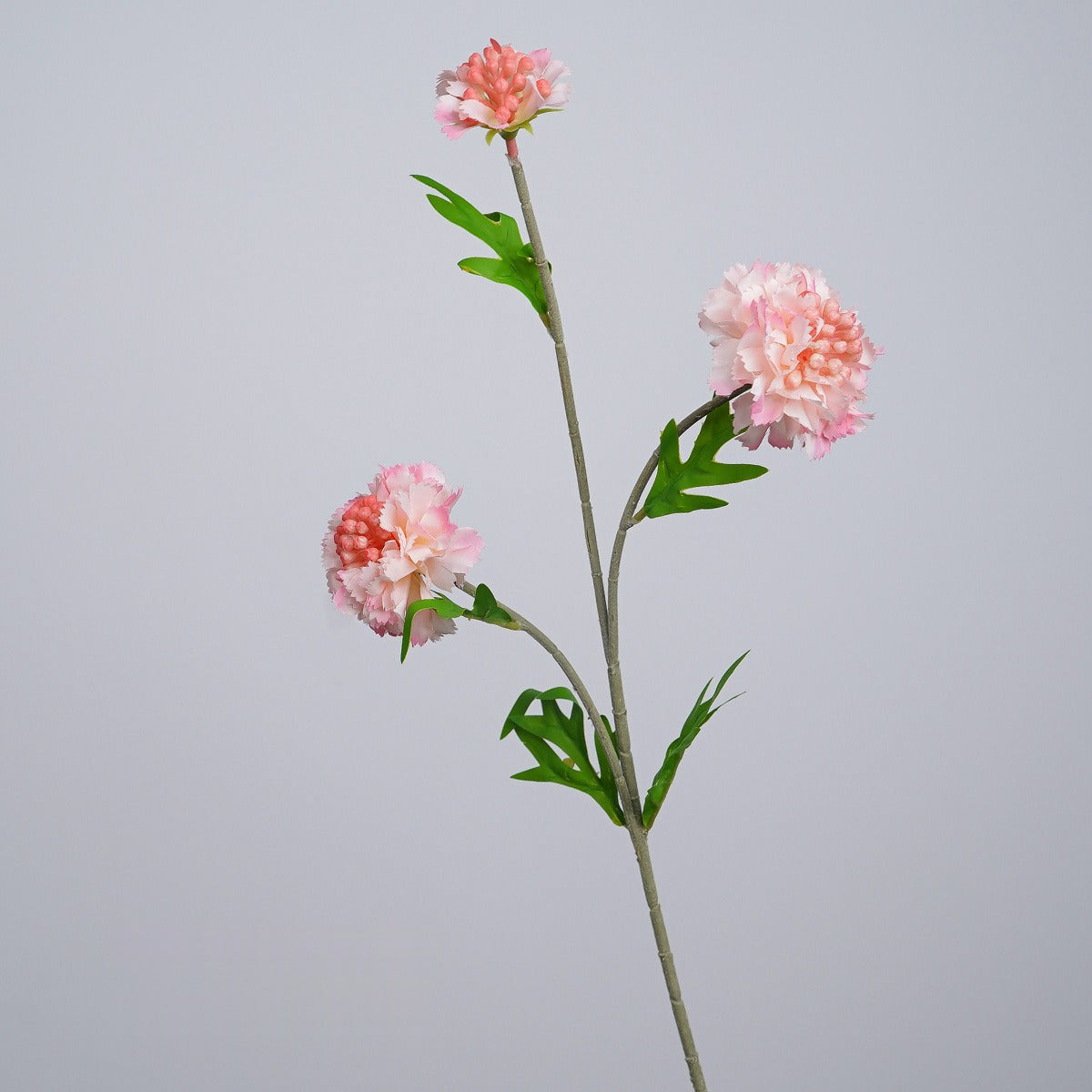 Ramo de flores artificiales con 3 cabezas, scabiosa, clavel y margarita, tacto aterciopelado, para hogar y bodas