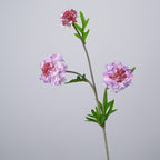Ramo de flores artificiales con 3 cabezas, scabiosa, clavel y margarita, tacto aterciopelado, para hogar y bodas
