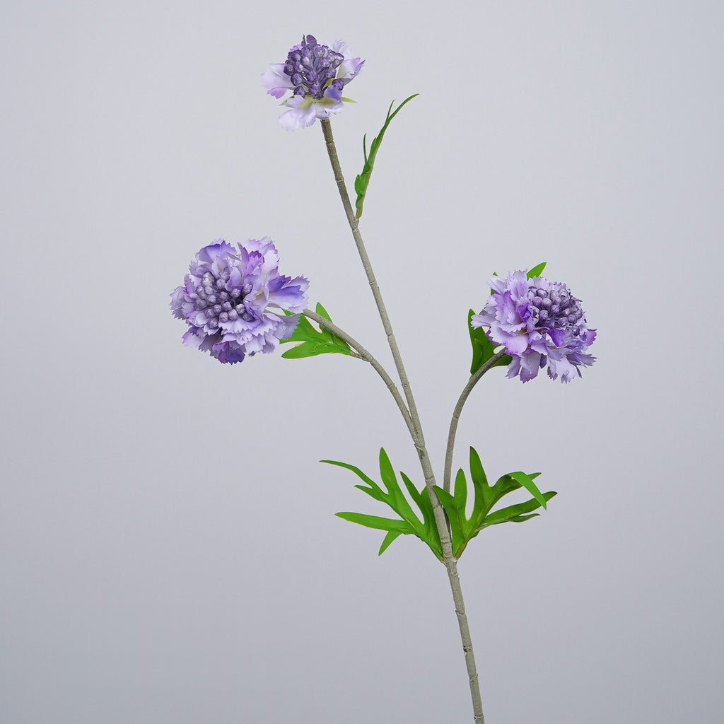 Ramo de flores artificiales con 3 cabezas, scabiosa, clavel y margarita, tacto aterciopelado, para hogar y bodas