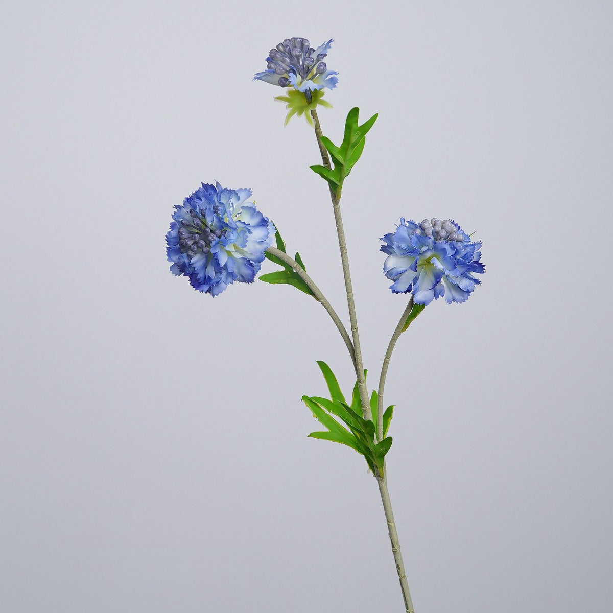 Ramo de flores artificiales con 3 cabezas, scabiosa, clavel y margarita, tacto aterciopelado, para hogar y bodas