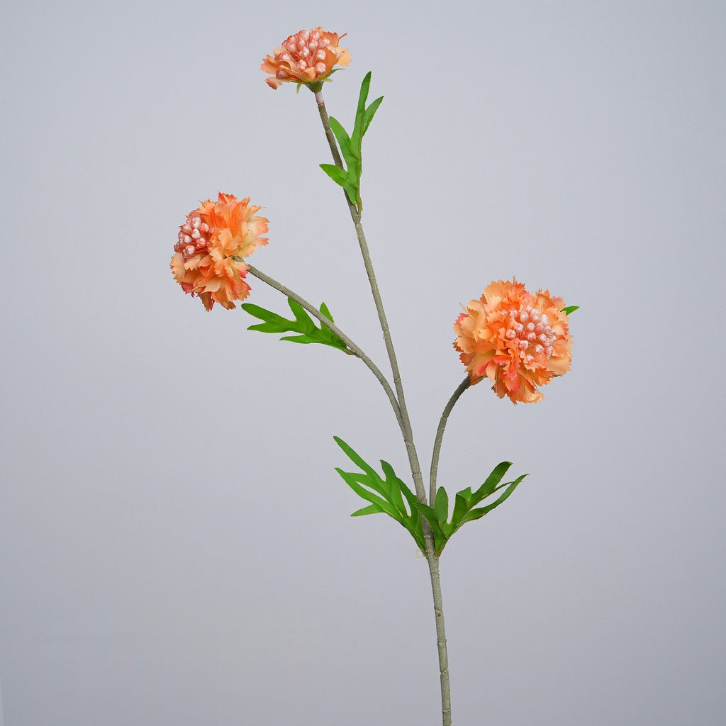Ramo de flores artificiales con 3 cabezas, scabiosa, clavel y margarita, tacto aterciopelado, para hogar y bodas