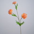 Ramo de flores artificiales con 3 cabezas, scabiosa, clavel y margarita, tacto aterciopelado, para hogar y bodas