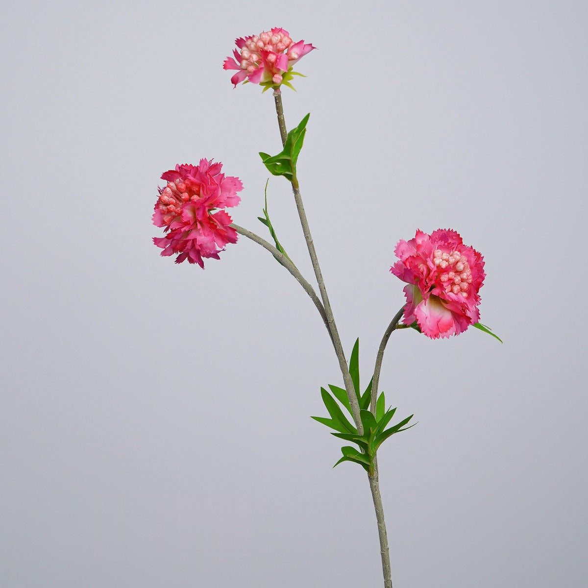 Ramo de flores artificiales con 3 cabezas, scabiosa, clavel y margarita, tacto aterciopelado, para hogar y bodas