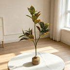 Planta Artificial Croton de Plástico, Una Rama Tipo Arbusto, para Salón, Hotel y Escaparate