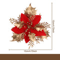 Flor artificial con polvo dorado para Navidad, decoración de 12 cm para árbol de Navidad, coronas y más