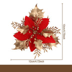 Flor artificial con polvo dorado para Navidad, decoración de 12 cm para árbol de Navidad, coronas y más