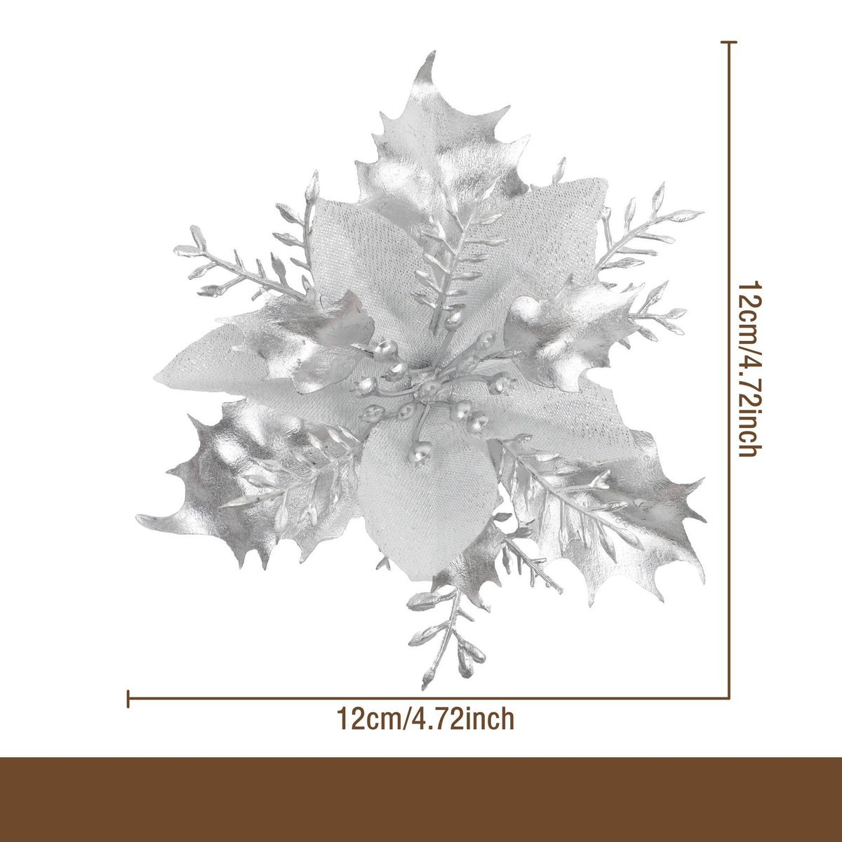 Flor artificial con polvo dorado para Navidad, decoración de 12 cm para árbol de Navidad, coronas y más