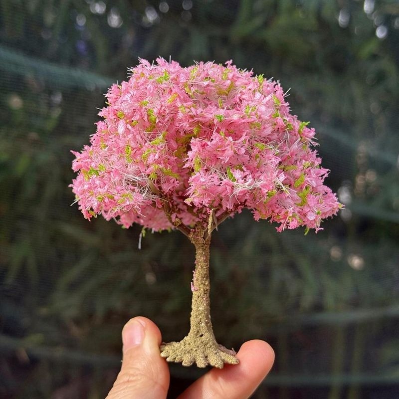 Árbol de Melocotonero en Flor en Miniatura, Racimo de Flores de Plástico para Maquetas y Dioramas, Estilo Premium