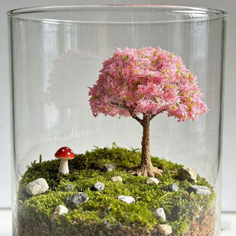 Árbol de Melocotonero en Flor en Miniatura, Racimo de Flores de Plástico para Maquetas y Dioramas, Estilo Premium