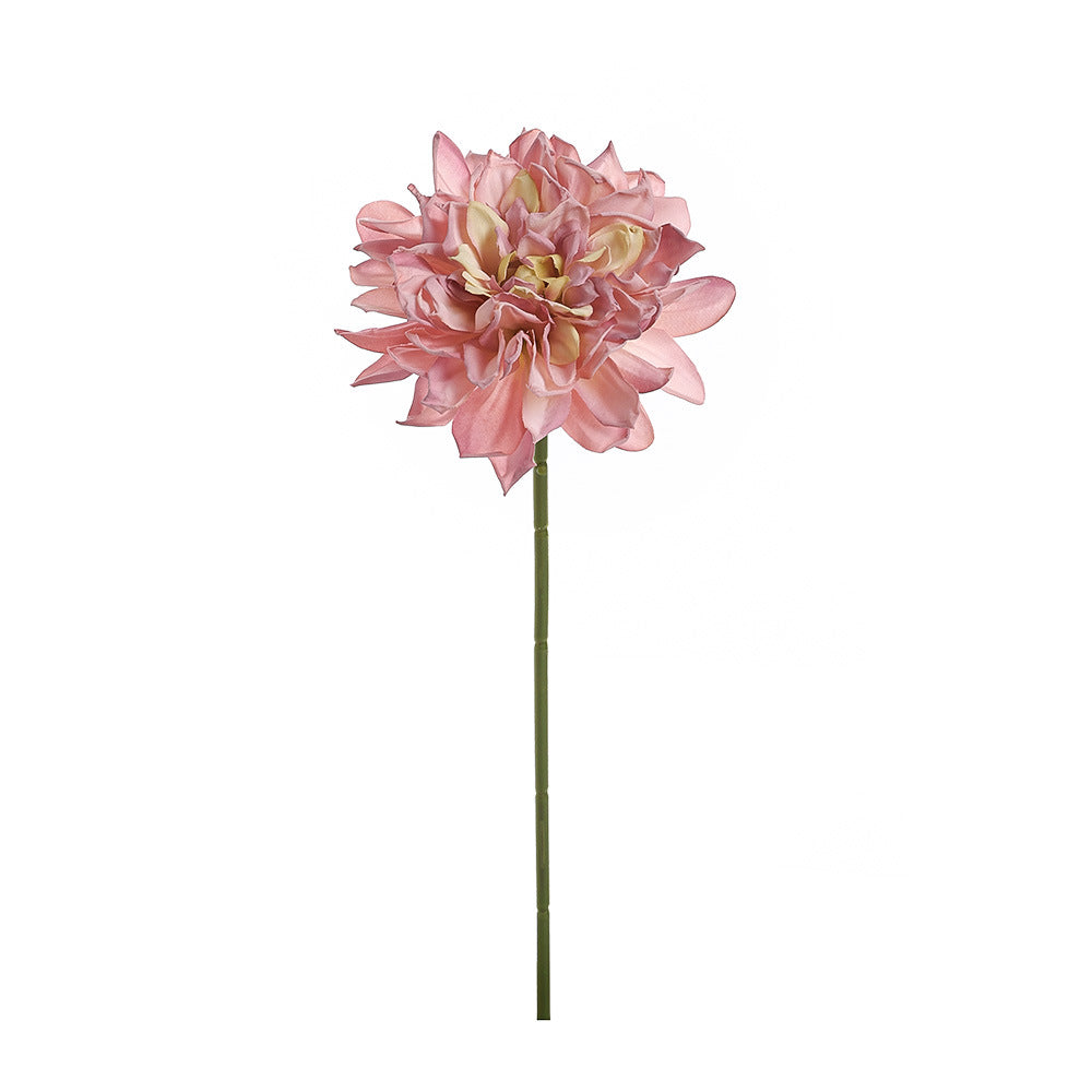 Dalia Artificial de Tela Efecto Seda, Tallo Único con 1 Flor, Borde Tostado, Decoración para Hogar, Bodas y Escaparates