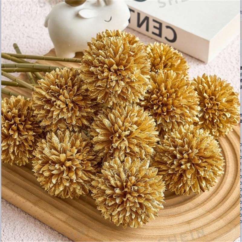 Flor Artificial Crisantemo Pompón, Tallo Único con 1 Flor, Tela Estilo Seda, Colores Macarons, Bodas y Decoración del Hogar