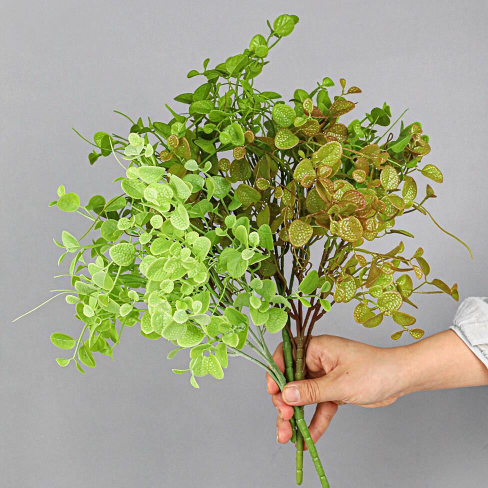 Ramo Artificial de Eucalipto, Dimple Grass y Hierba Persa, 1 Pieza en Forma de Mata, Plástico para Decoración Nórdica y Rústica
