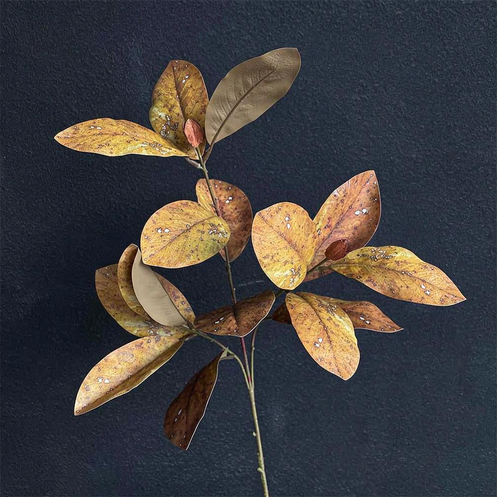 Planta artificial de hojas de magnolia, arbusto con 14 hojas, 90 cm, para salón, recibidor y escaparate