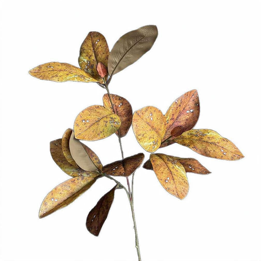 Planta artificial de hojas de magnolia, arbusto con 14 hojas, 90 cm, para salón, recibidor y escaparate