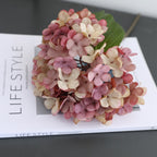Hortensia Artificial en Tela de Seda Sintética, Rama Única con 1 Flor, Tonos Otoñales, para Decoración de Hogar y Bodas