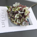 Hortensia Artificial en Tela de Seda Sintética, Rama Única con 1 Flor, Tonos Otoñales, para Decoración de Hogar y Bodas