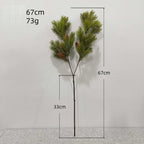 Rama de Pino Artificial con Piñas, Arbusto Decorativo de Plástico PE/PVC, Estilo Nórdico y Campestre, para Interior y Exterior