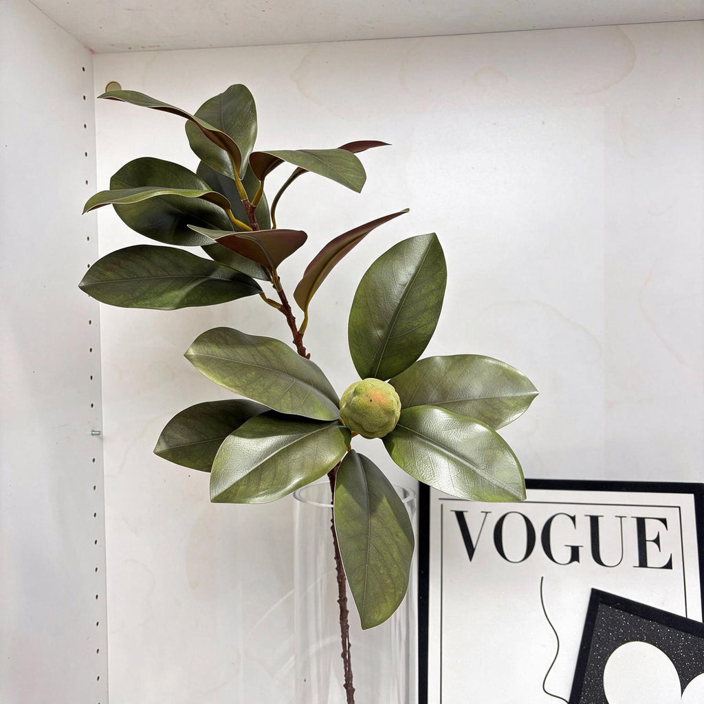 Rama Artificial de Hojas de Kapok con Frutos, 1 Pieza en Forma de Arbusto, PE/PVC, Decoración Nórdica para Hogar, Bodas y Escaparates