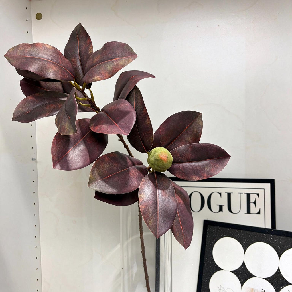 Rama Artificial de Hojas de Kapok con Frutos, 1 Pieza en Forma de Arbusto, PE/PVC, Decoración Nórdica para Hogar, Bodas y Escaparates