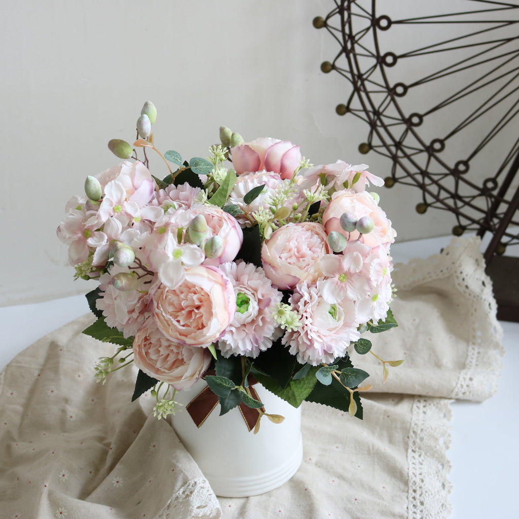Peonías artificiales de 12" para bodas y eventos - Rosa intenso