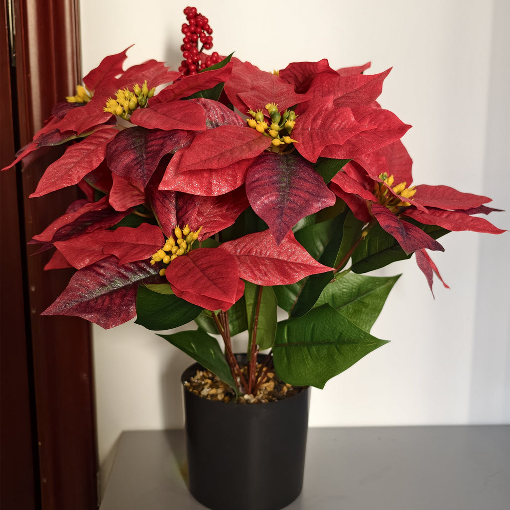 Flores de Pascua artificiales de 18" para jardín, balcón y terraza