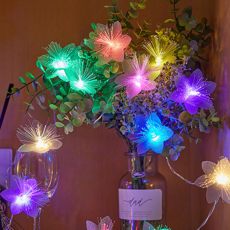 Flores artificiales con resistencia a los rayos UV para jardín, balcón y terraza - Blanco cálido Battery version