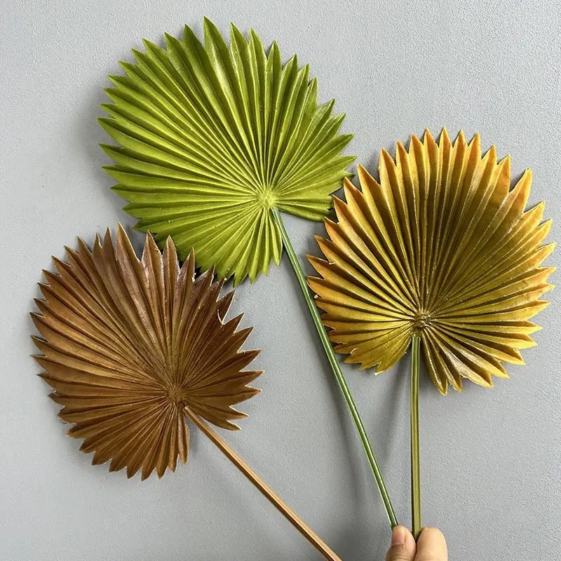 Hojas de palmera artificiales con tacto real de 18" para bodas y eventos - Amarillo/verde