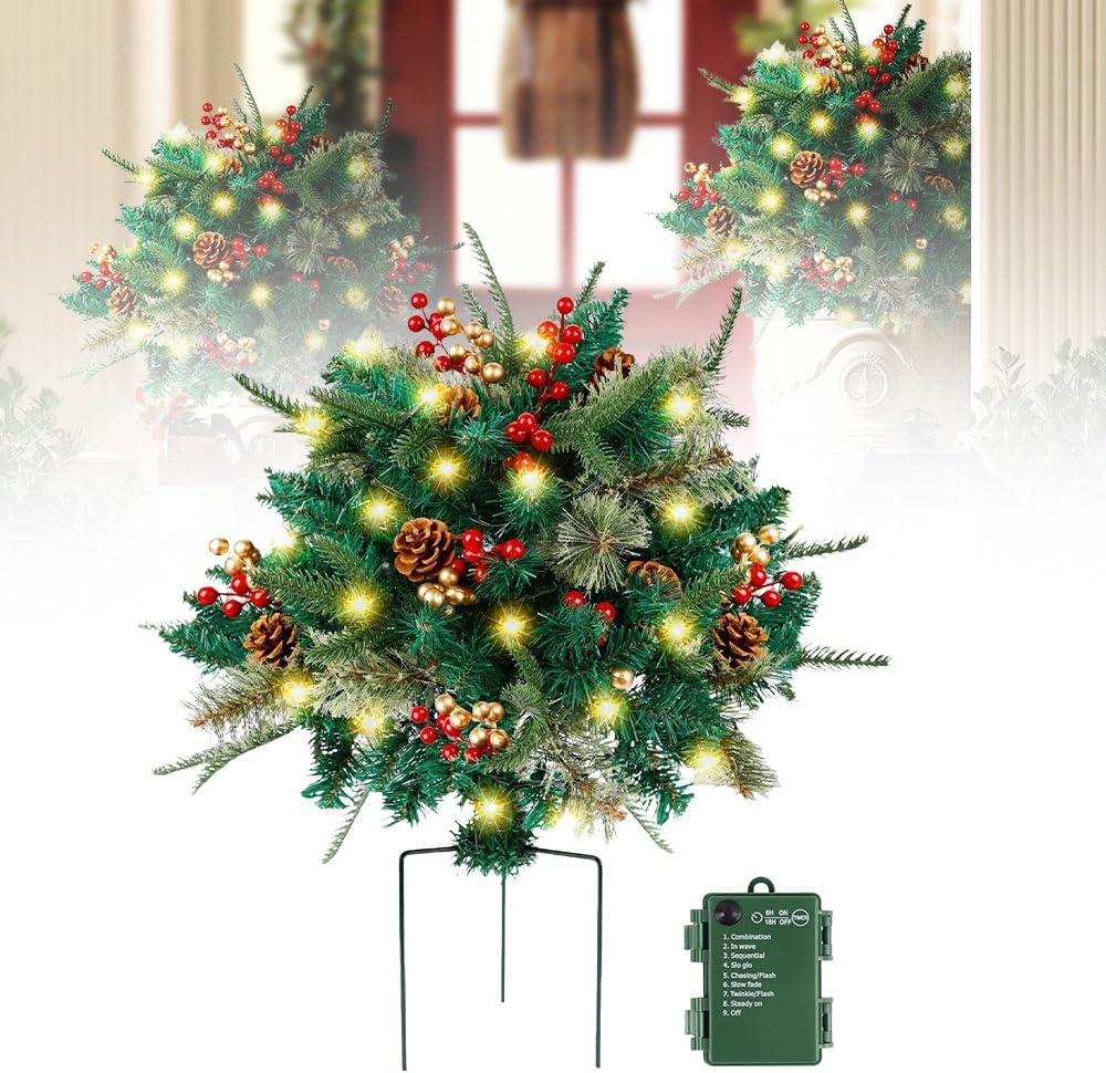 Ramas de pino artificiales con resistencia a los rayos UV de 16" x 16" para jardín, balcón y terraza
