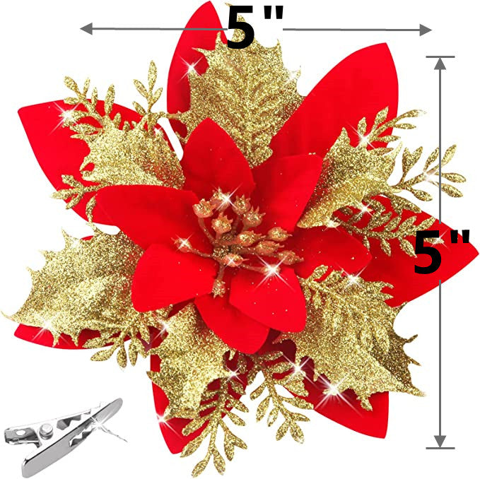 Flores de Pascua artificiales 20 piezas para decoración navideña