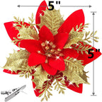 Flores de Pascua artificiales 20 piezas para decoración navideña