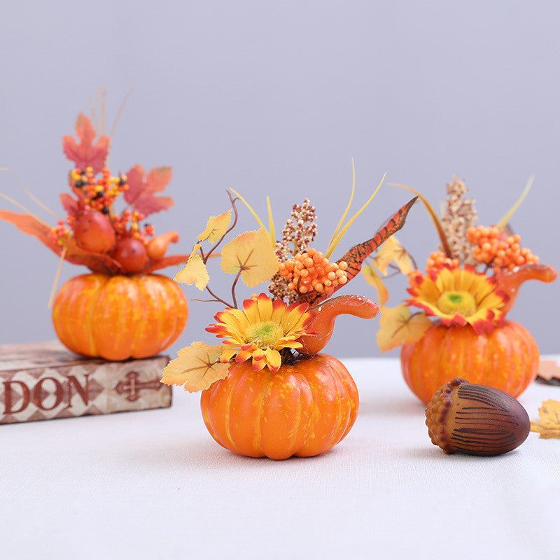 Calabazas artificiales de 7.8" para decoración de interiores - Orange01