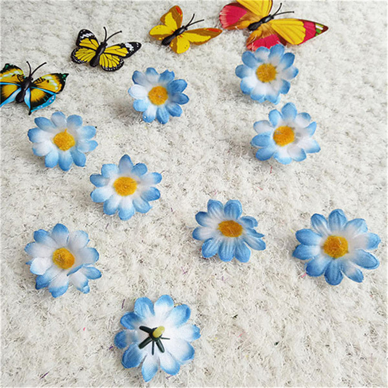 Margaritas artificiales de 1" x 1" 20 piezas para bodas y eventos - Morado/blanco
