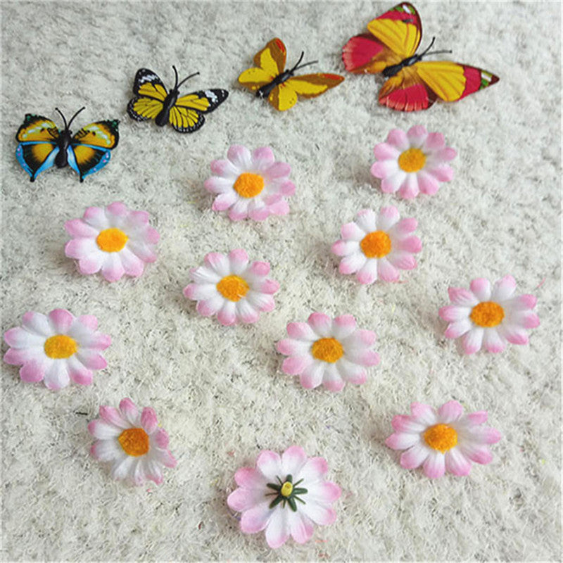 Margaritas artificiales de 1" x 1" 20 piezas para bodas y eventos - Naranja/amarillo