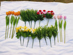 Tulipanes artificiales con resistencia a los rayos UV de 15" x 5" 24 piezas para jardín, balcón y terraza