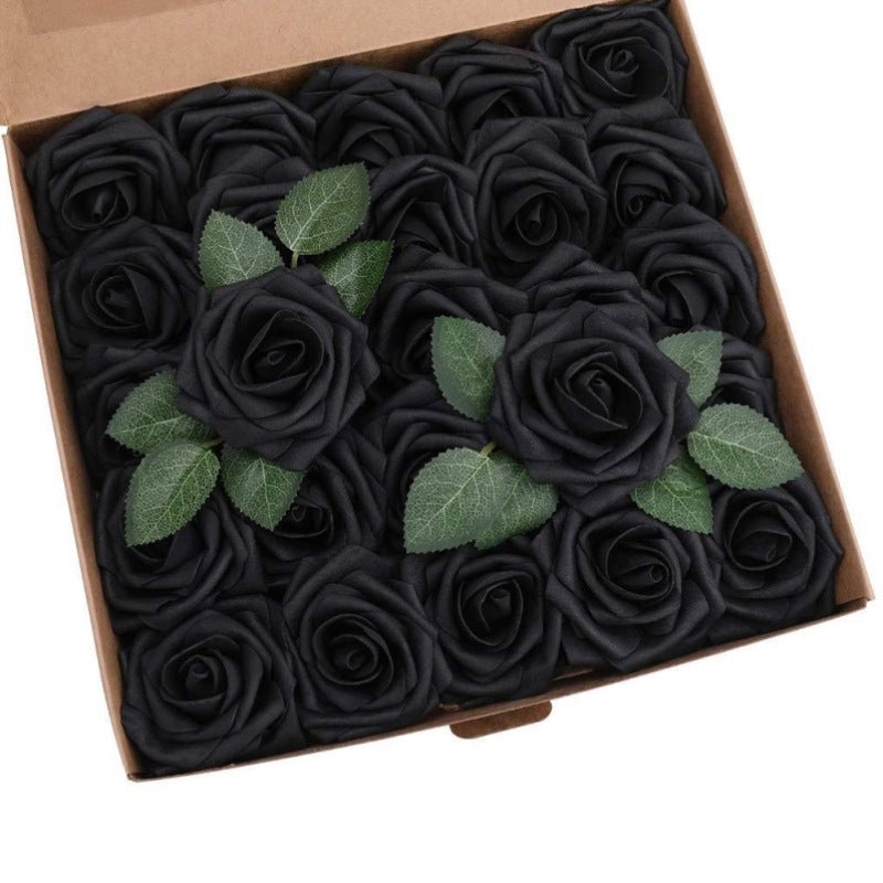Rosas artificiales de 9" x 3" 25 piezas para bodas y eventos - Sky azul