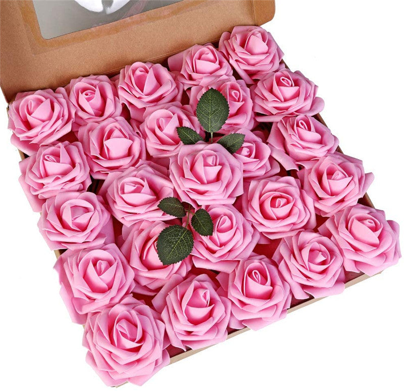 Rosas artificiales de 9" x 3" 25 piezas para bodas y eventos - Light verde