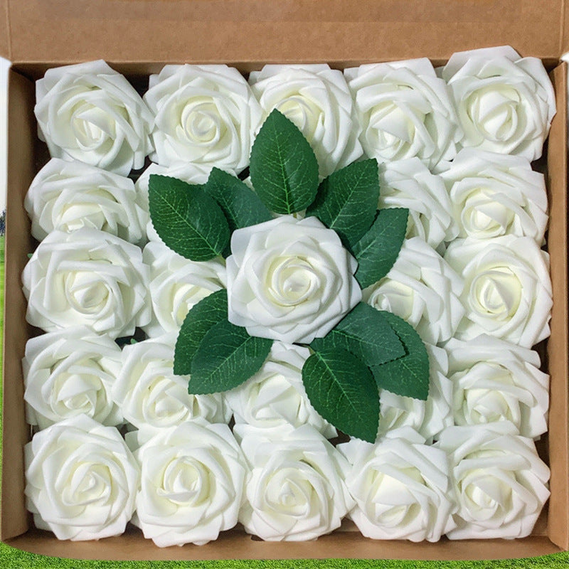 Rosas artificiales de 9" x 3" 25 piezas para bodas y eventos - Rojo