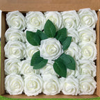 Rosas artificiales de 9" x 3" 25 piezas para bodas y eventos - Rojo