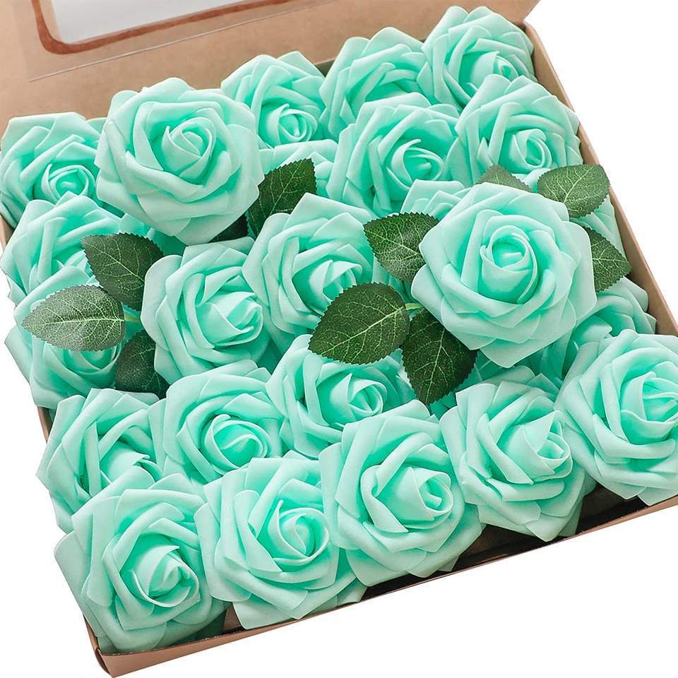 Rosas artificiales de 9" x 3" 25 piezas para bodas y eventos