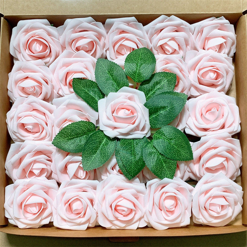 Rosas artificiales de 9" x 3" 25 piezas para bodas y eventos - Light champán