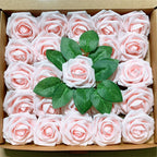 Rosas artificiales de 9" x 3" 25 piezas para bodas y eventos - Light champán