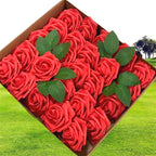 Rosas artificiales de 9" x 3" 25 piezas para bodas y eventos - Sage verde