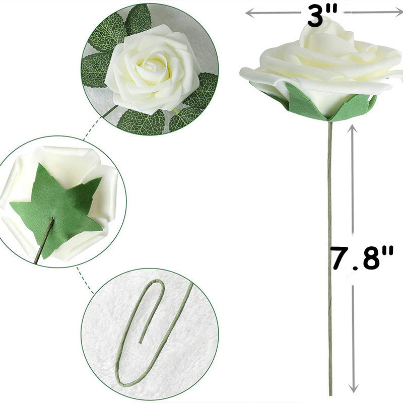Rosas artificiales de 9" x 3" 25 piezas para bodas y eventos - Navy azul